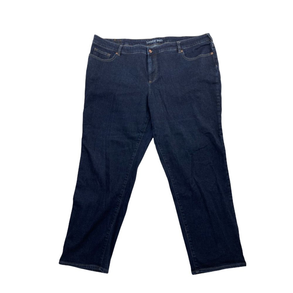 Lands' End Women's Straight Leg Jeans - Dark Blue